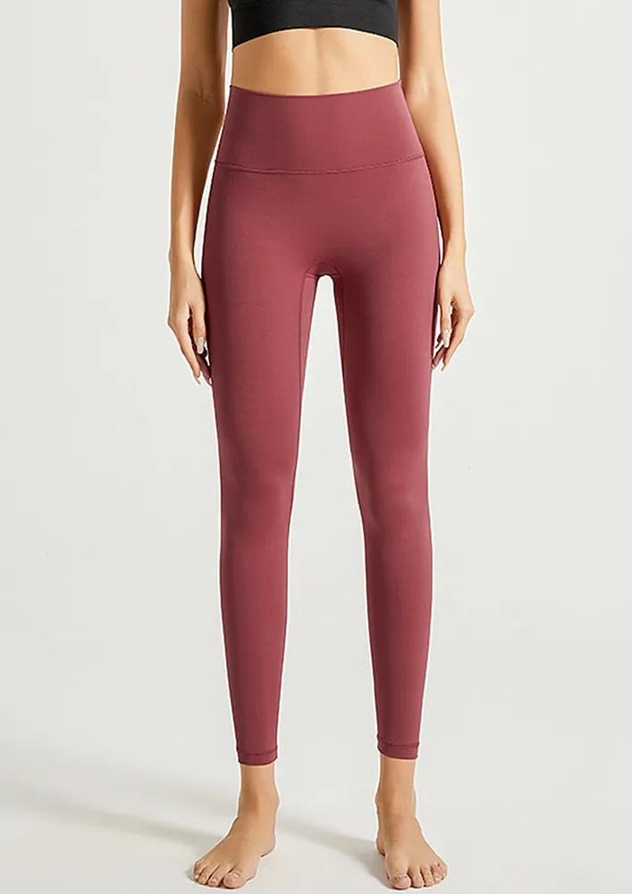 CRIMSON HIGH-WAIST YOGA LEGGINGS