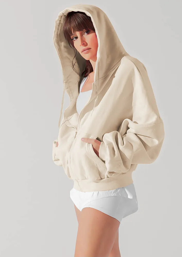 APRICOT LOOSE FIT ZIPPER HOODIE