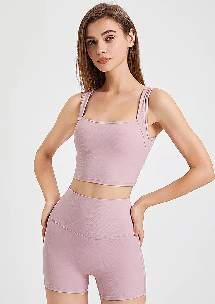 Light Purple High-waisted Sports Shorts