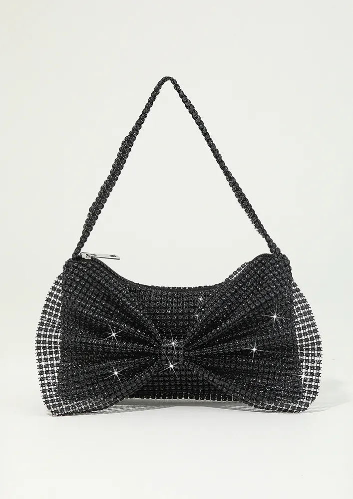 BLACK BOW-KNOT DECOR PURSE