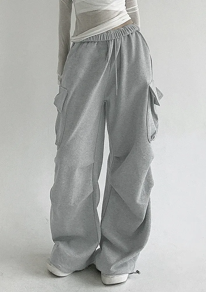 TOOLING-POCKET GREY STRAIGHT CARGO PANT