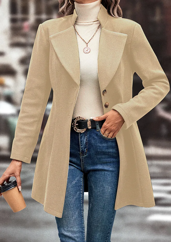 LAPEL NECK SINGLE-BREASTED WOOLEN COAT