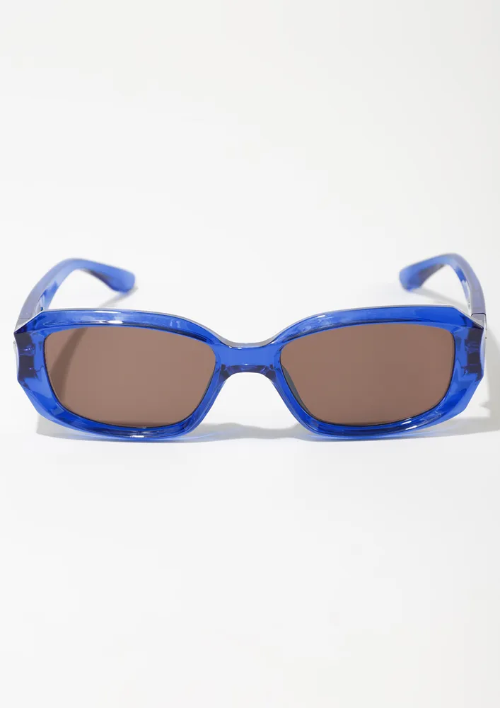 CONTRAST BLUE-TEA RETRO SUNGLASSES