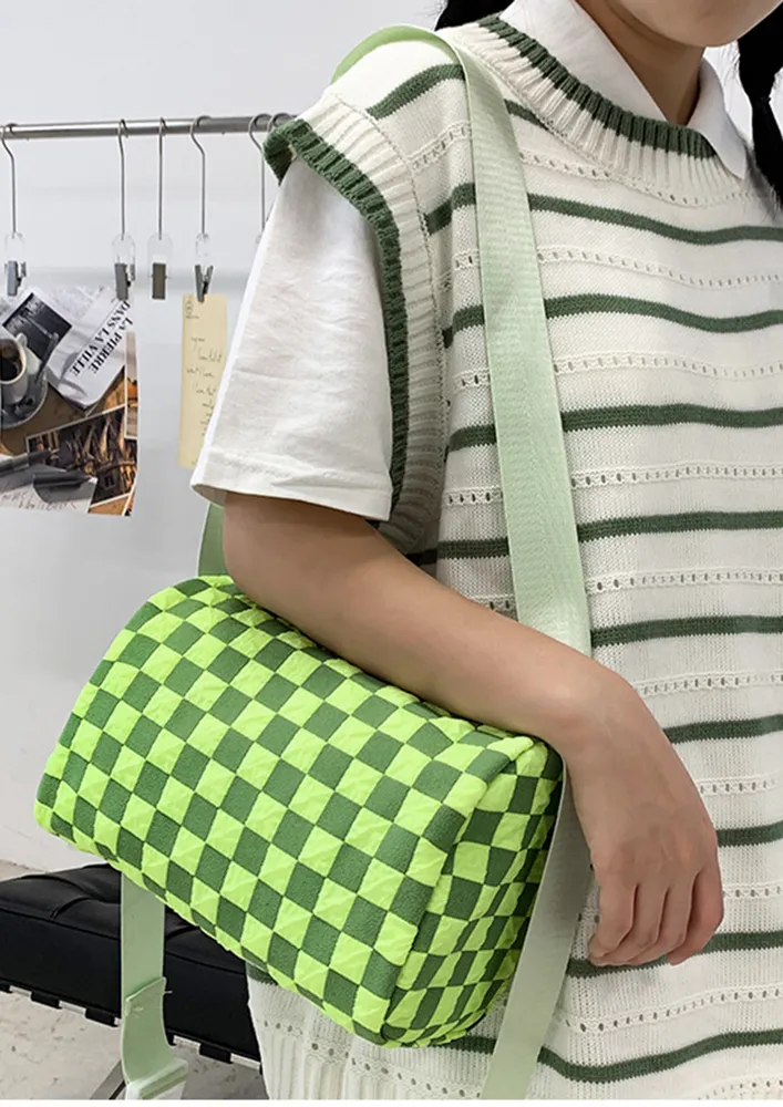 CHECKERED GREEN SMALL DUFFLE BAG