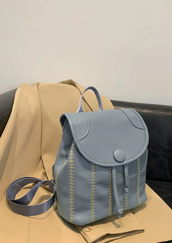 IMITATION LEATHER BLUE BACKPACK