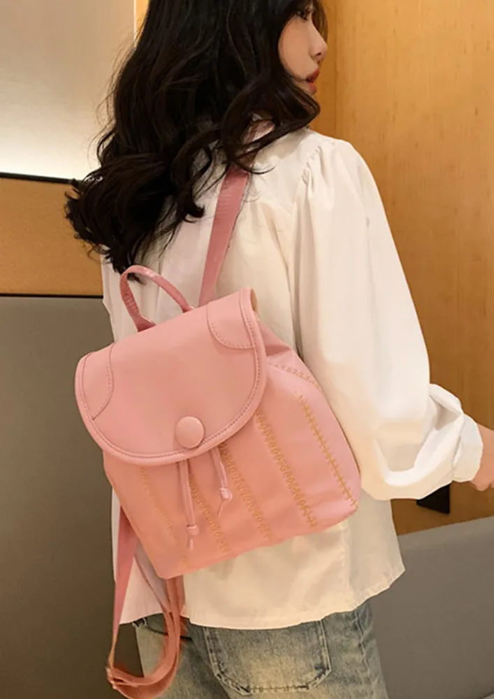 IMITATION LEATHER PINK BACKPACK