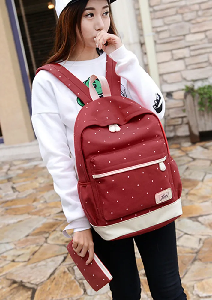 SMAL-POLKA-DOT RED BACKPACK