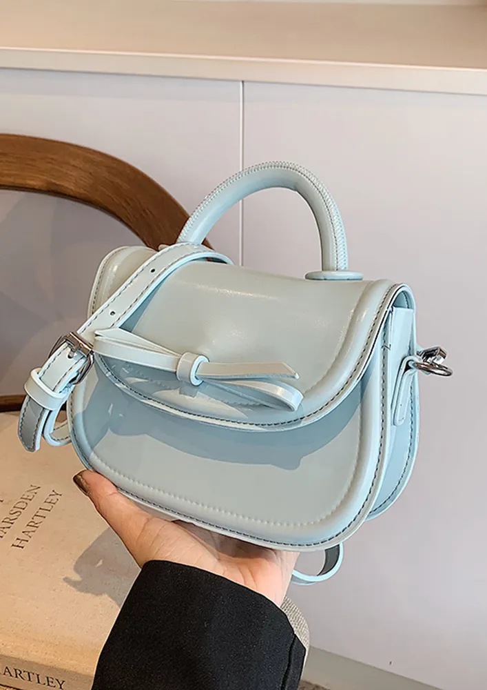 BLUE FRONT FLAP SMALL CROSSBODY BAG