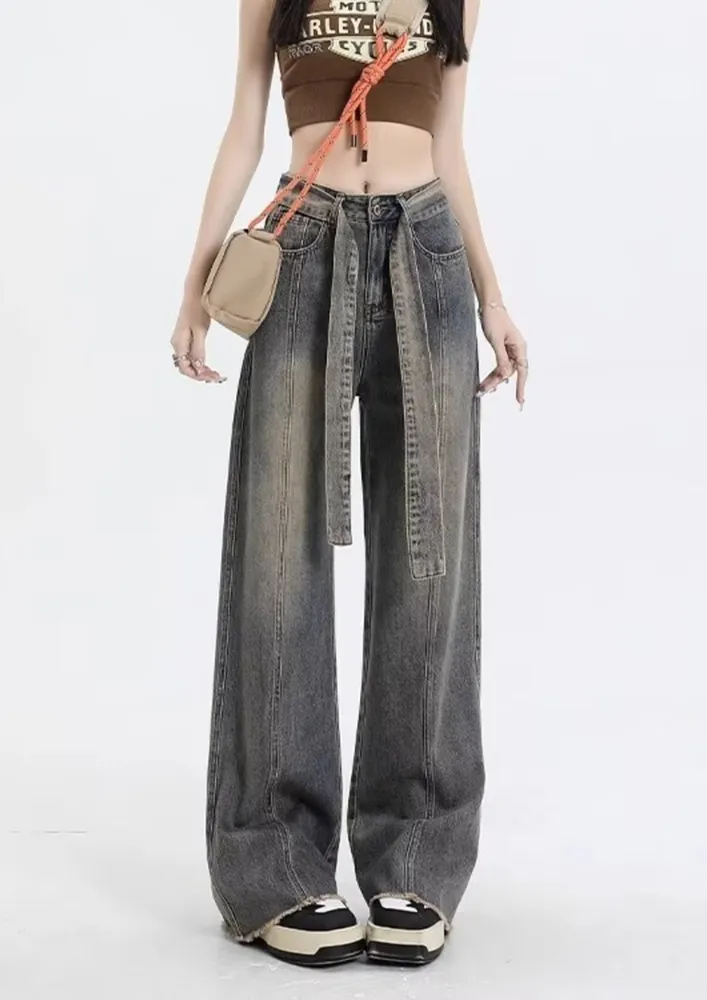 Frayed-hem Wide Leg Jeans