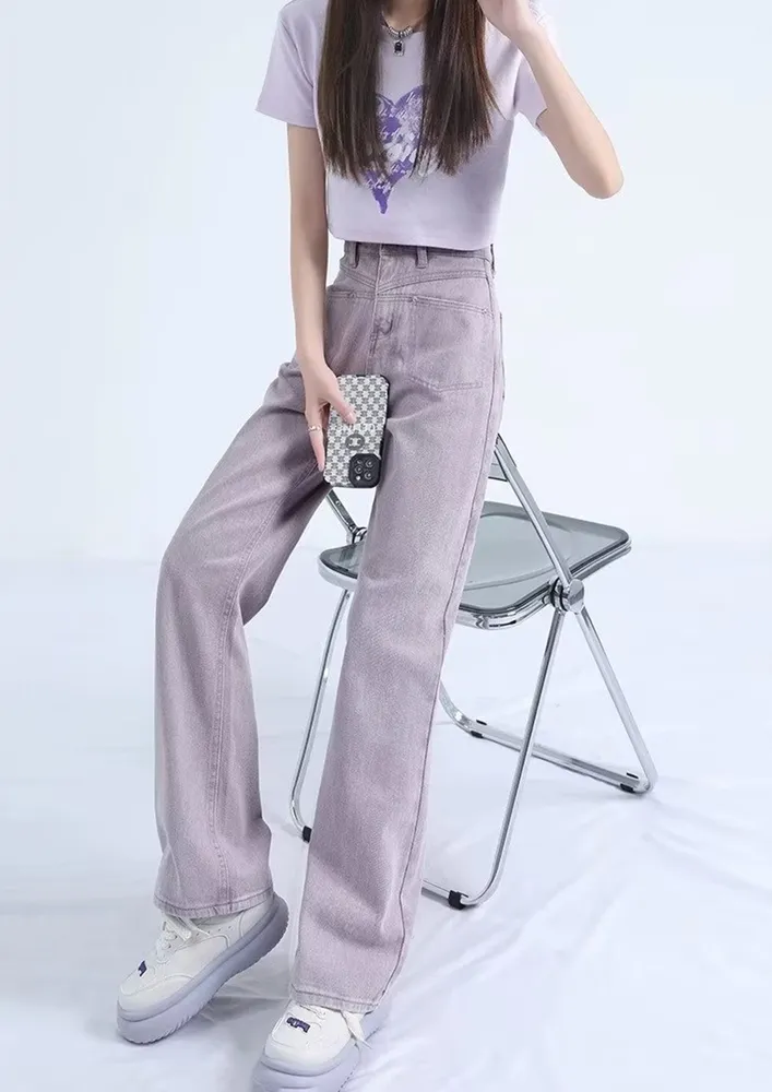 Purple High-rise Straight Jeans