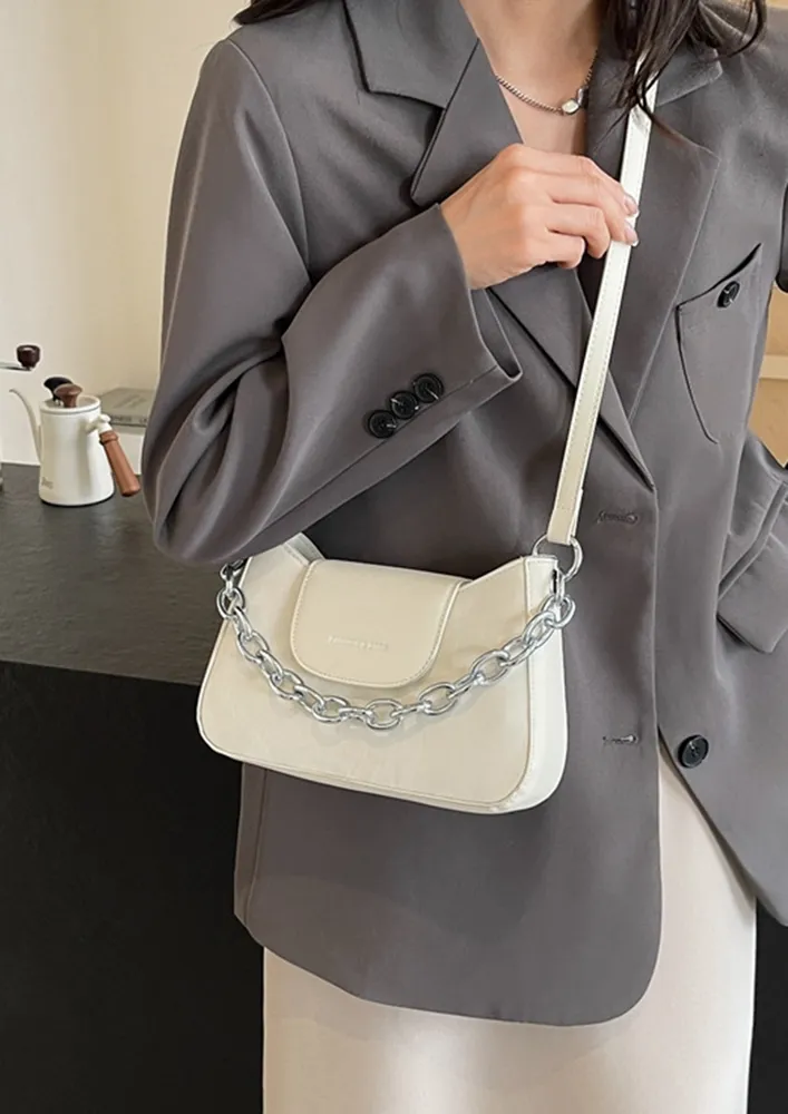 OFF-WHITE BRAIDED STRAP SHOULDER BAG