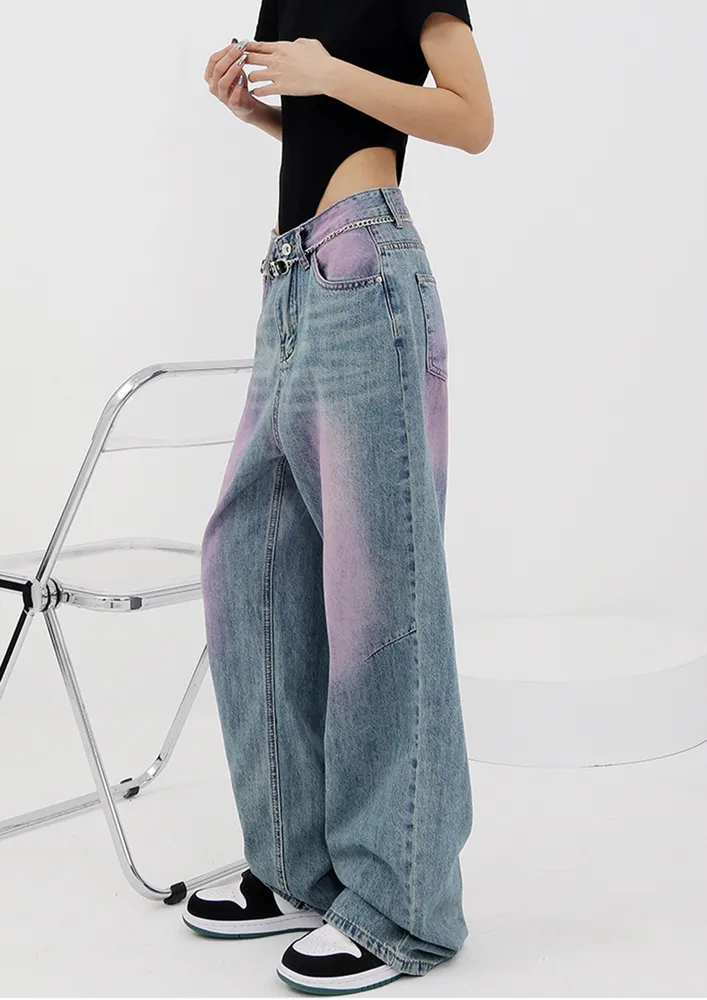 Wide Baggy Blue Gradient Jeans