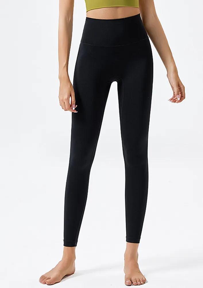 BLACK HIGH-WAIST YOGA LEGGINGS