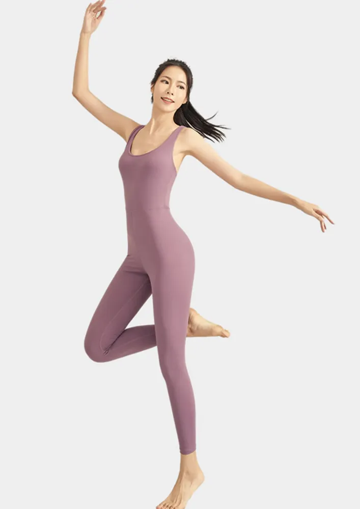 Purple Padded Activewear Jumpsuit