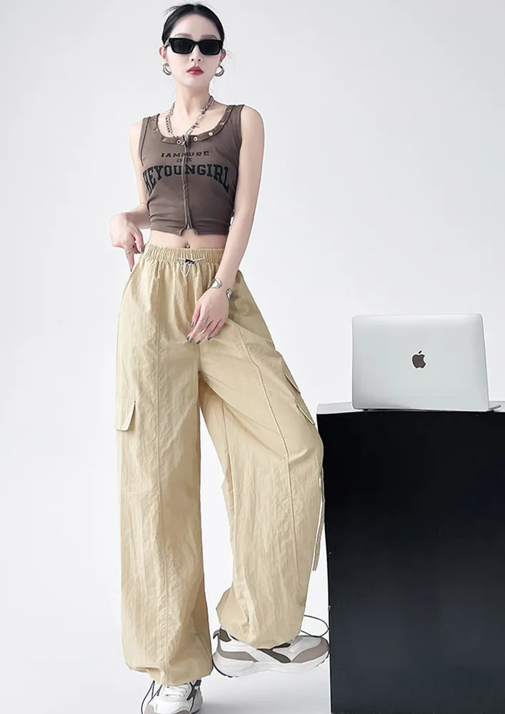 Crinkle-effect Nylon Parachute Pants