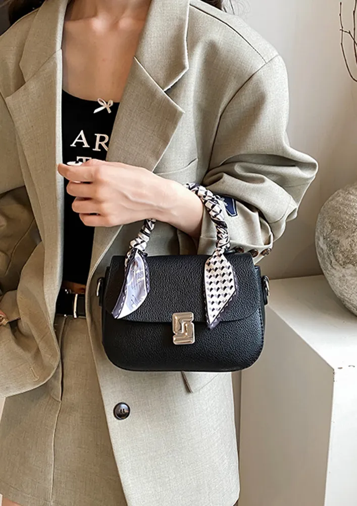 FRONT FLAP BLACK CROSSBODY BAG