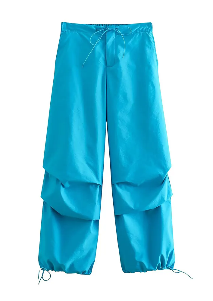 HIGH-WAIST BLUE PARACHUTE PANTS