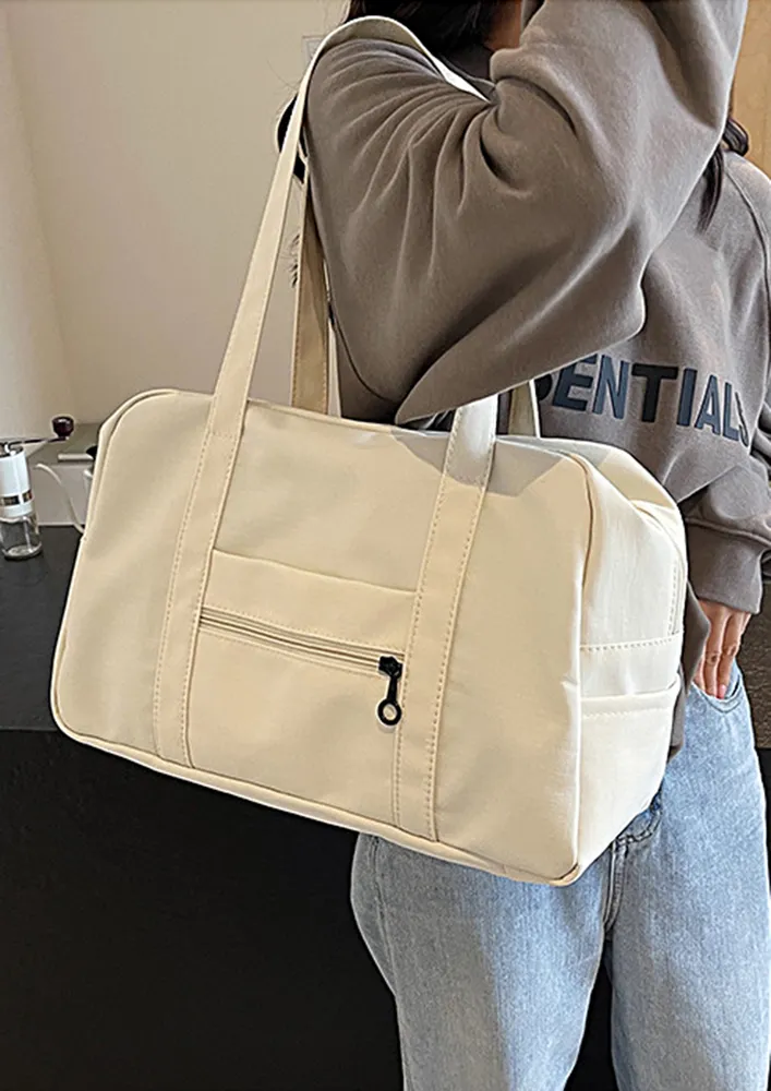 OFF-WHITE CANVAS DOUBLE STRAP SHOULDER BAG