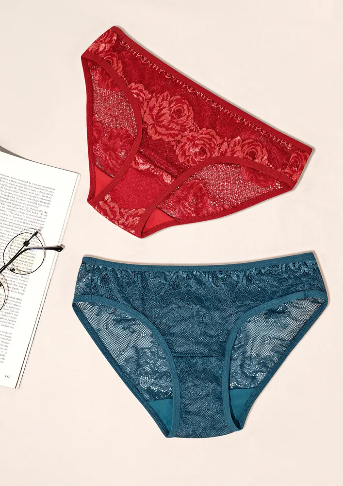 PACIFYING RED AND GREEN BIKINI BOTTOMS COMBO