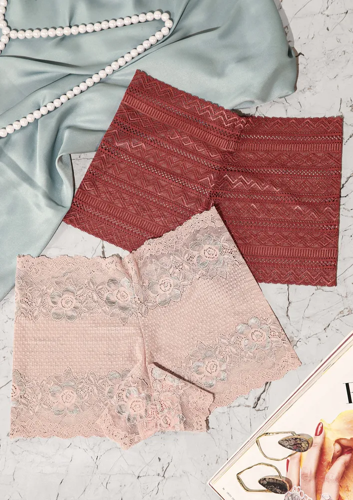 FEELING LOVELY RUST AND PEACH BOYSHORTS