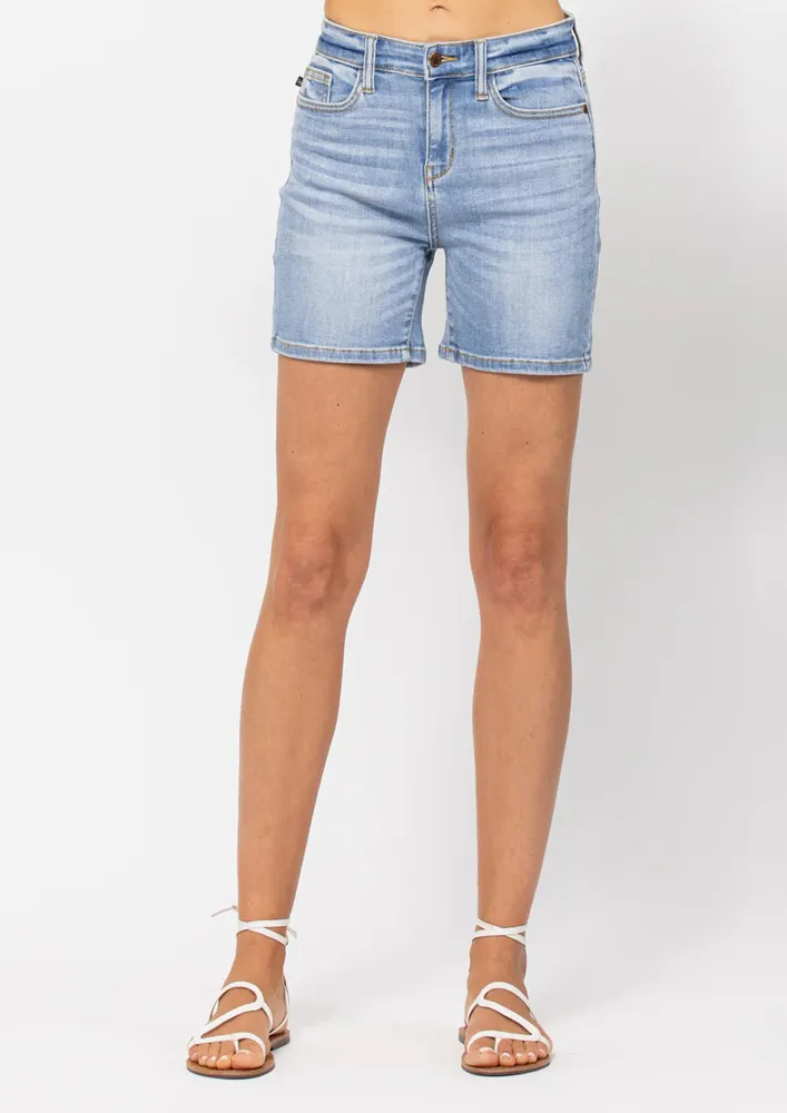 Blue Faded Denim Shorts