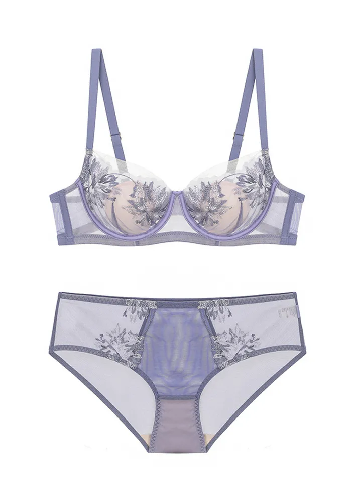 Purple Sheer Mesh 2pc Lingerie Set